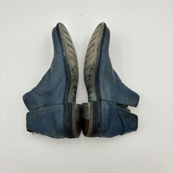 Officine Creative Blue Leather Ankle Zip Booties Boots Women's 37.5 - Picture 7 of 11